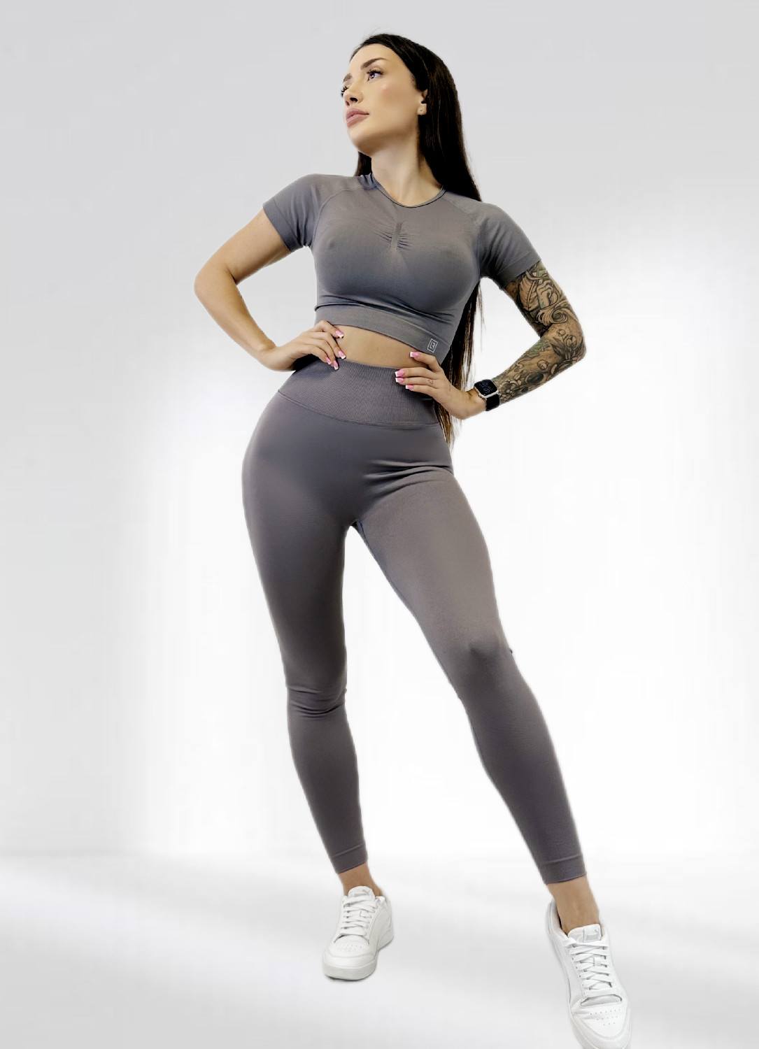 Костюм для фітнесу жіночий з утяжкою LILAFIT Сірий M (LFS000123)