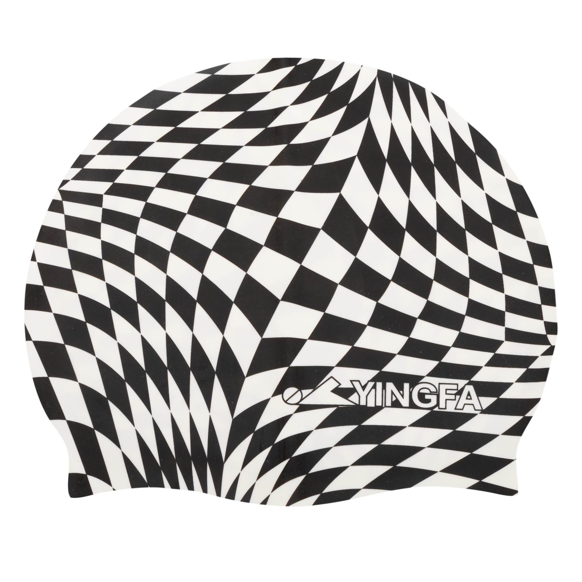 Шапочка для плавання силіконова для дорослих YINGFA C0091 Чорний-білий