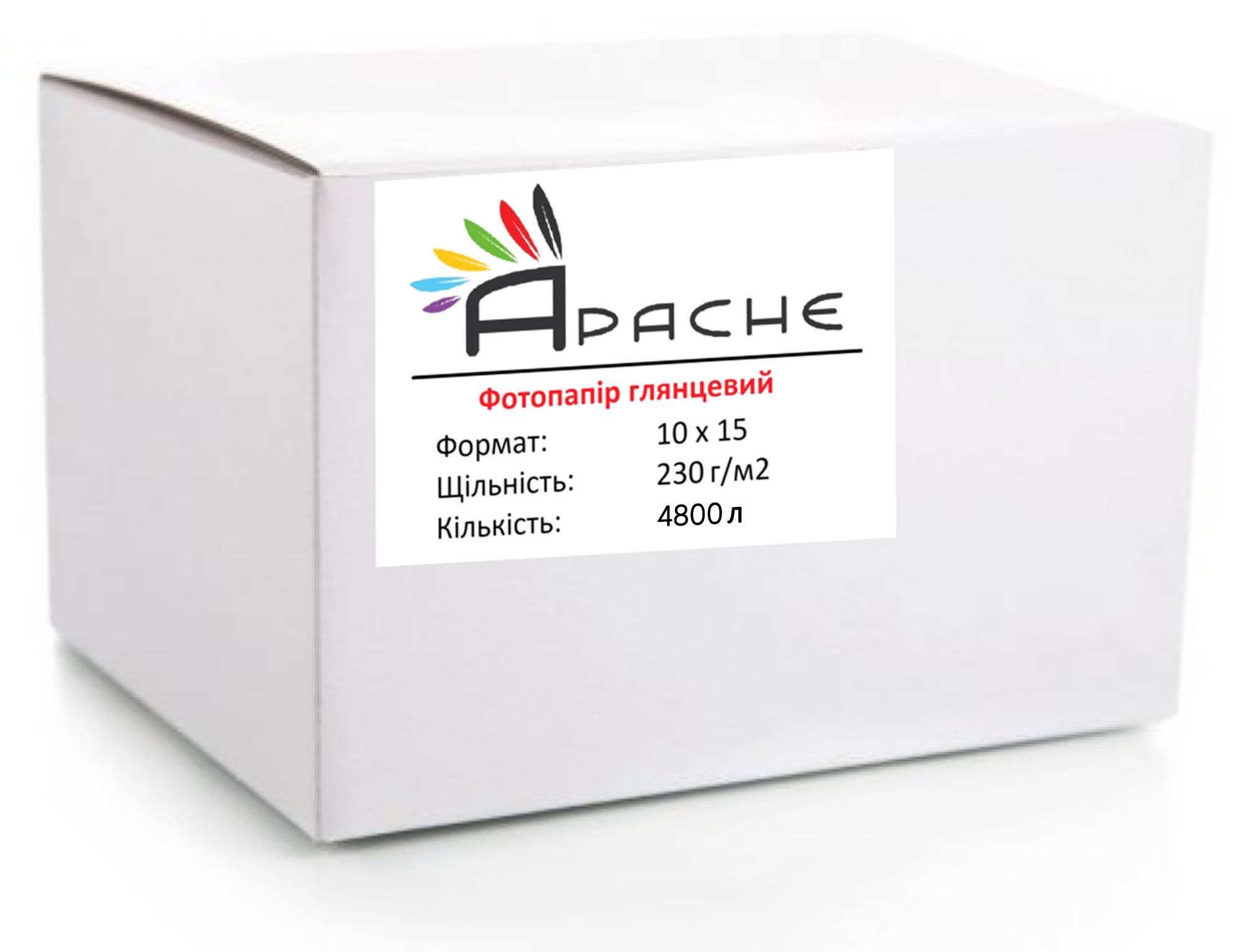 Фотопапір Apache 230 г/м2 глянець 10x15 см Білий 4800 шт (10517)