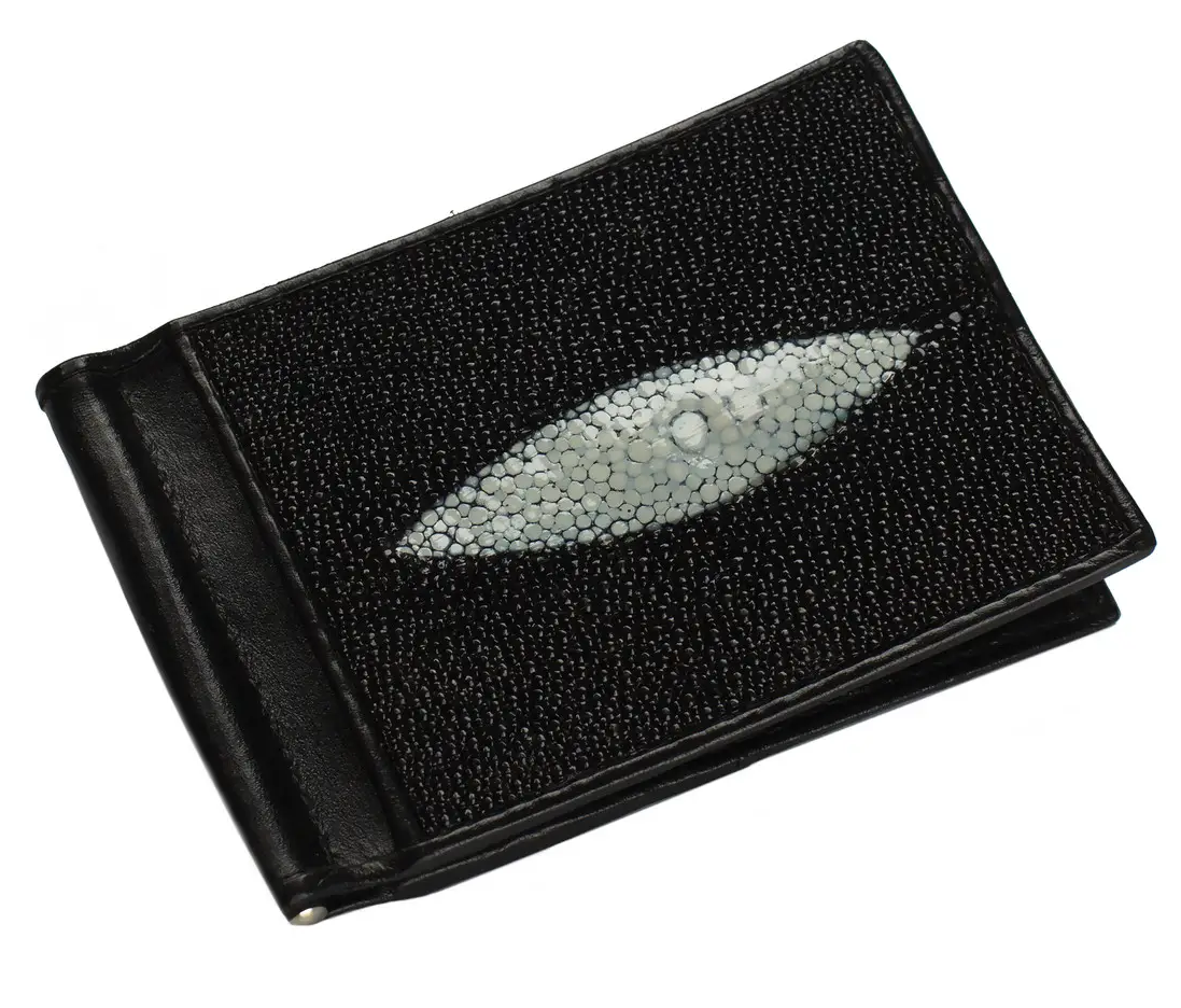 Затискач для грошей зі шкіри морського ската Ekzotic Leather Чорний (ctc 01)