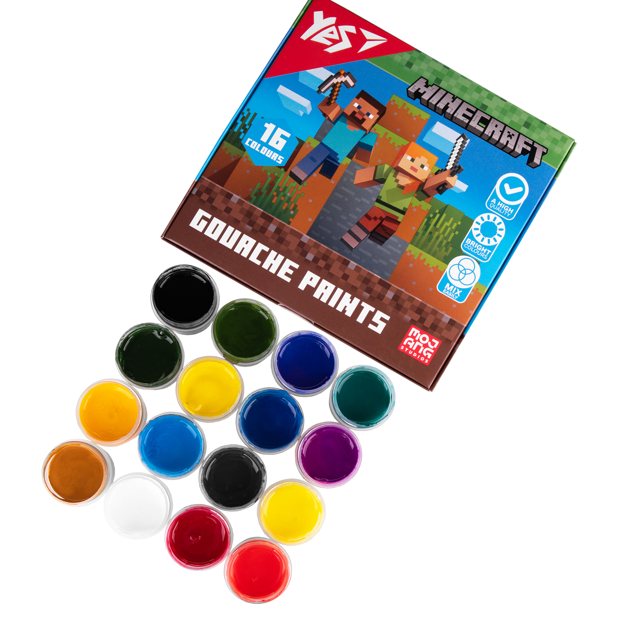 Фарби гуашеві Yes Minecraft 16 кольорів 20 мл (230408)