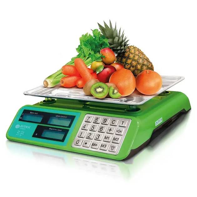 Ваги торговельні з акумулятором Bitek BT-982S до 55 кг Green