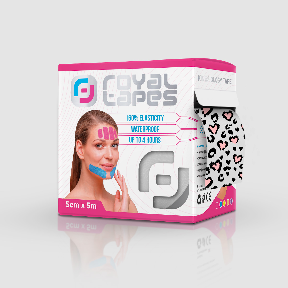 Тейп для обличчя Royal Tapes face care Серця 5x5 см Біло-чорний (hearts)