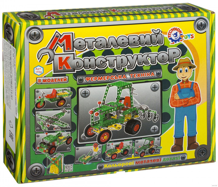 Конструктор металевий ТехноК Фермерська Техніка 253 деталі Різнокольоровий (gab_krp210sCNq93145)