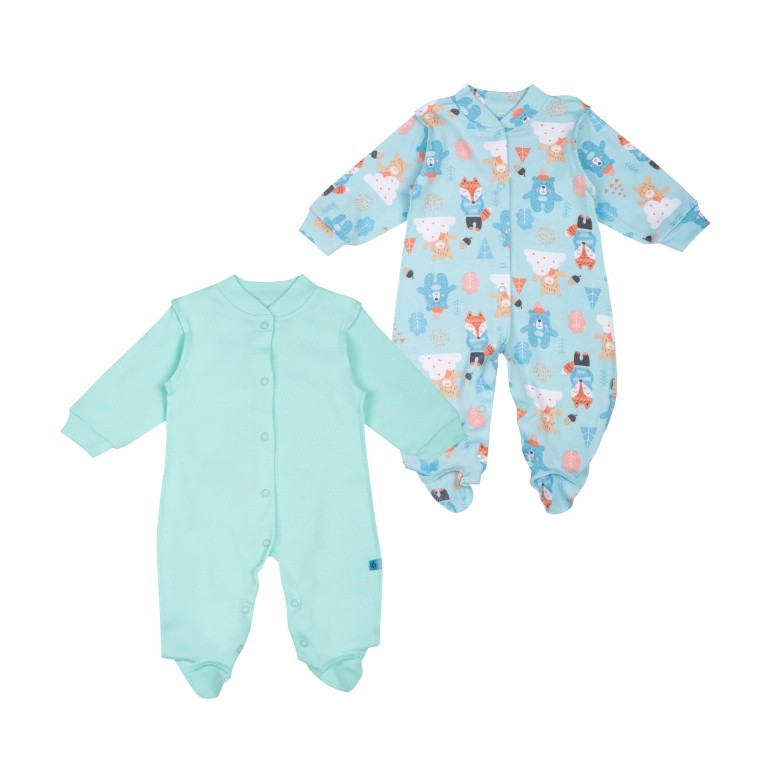 Комплект комбінезонів для хлопчика Gabbi KB-24-8 2 шт Блакитно-ментоловий 68 (14189)