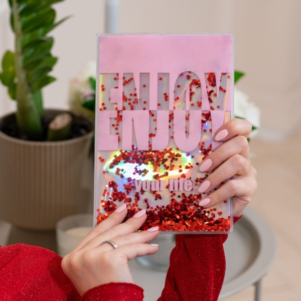 Блокнот з блискітками А5 Рожевий (R125519)