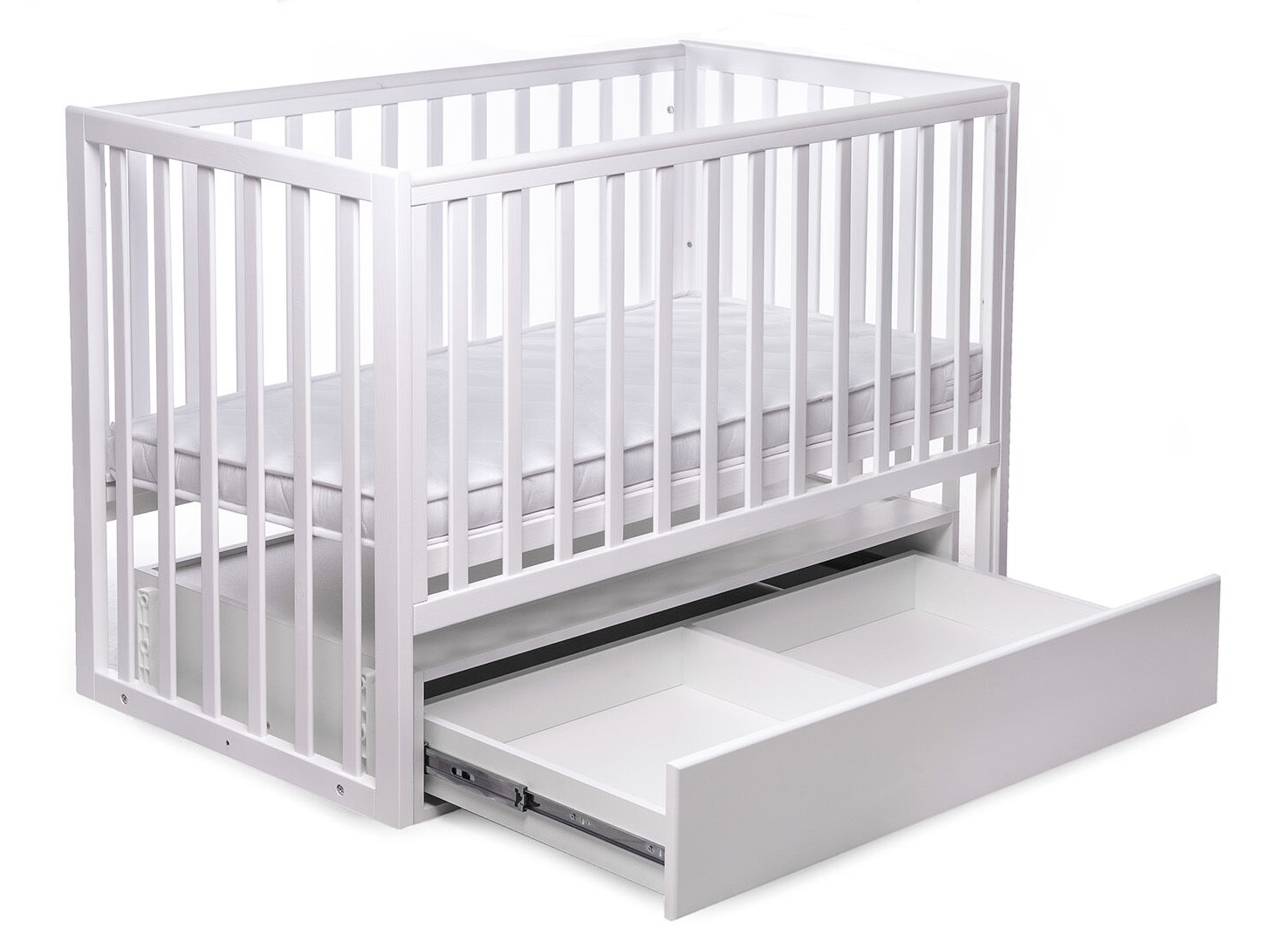 Ліжечко дерев'яне з шухлядою Наталка Чарівна 120 х 60 см White (149770)