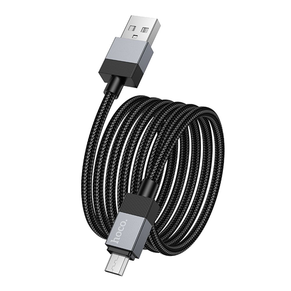 Кабель синхронізації Hoco X110 Nylon braided USB to МicroUSB 2.4A/1 м Black (36889_3609475)