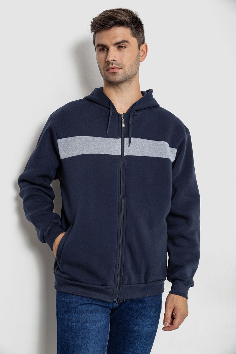 Кофта чоловіча на флісі з капюшоном AGER Темно-синій L (244R2559)