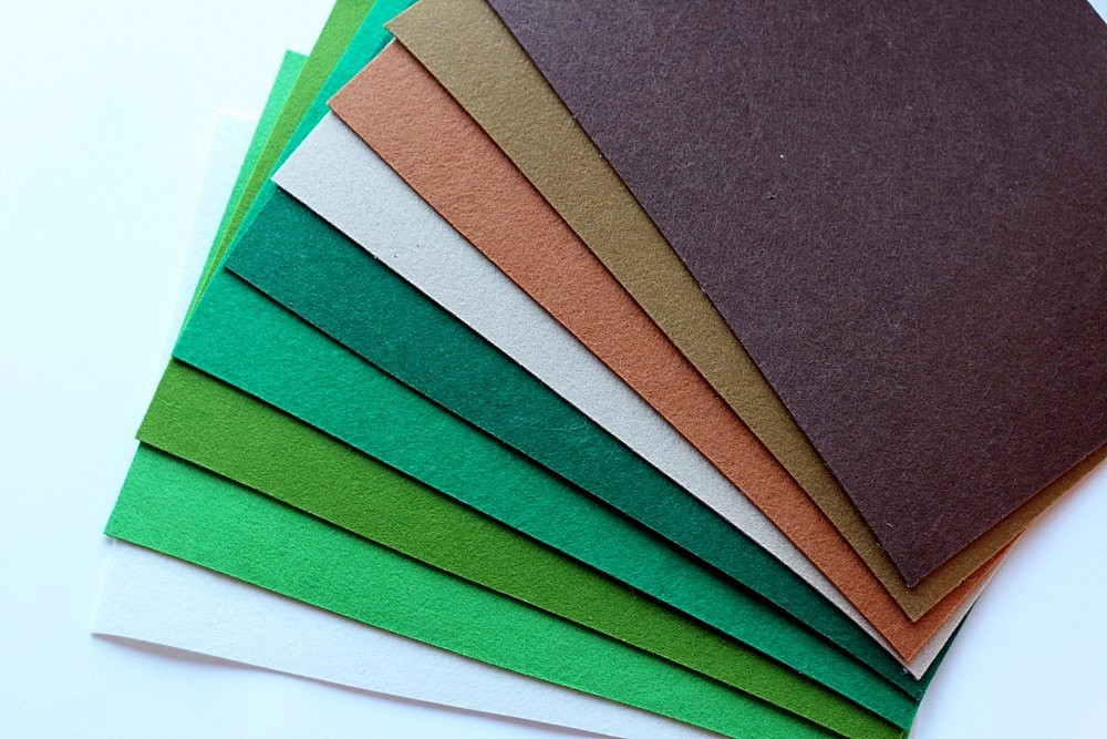 Набір китайського жорсткого фетру 2 мм Pugovichok Лісовий 8 кольорів для рукоділля та творчості (7166)