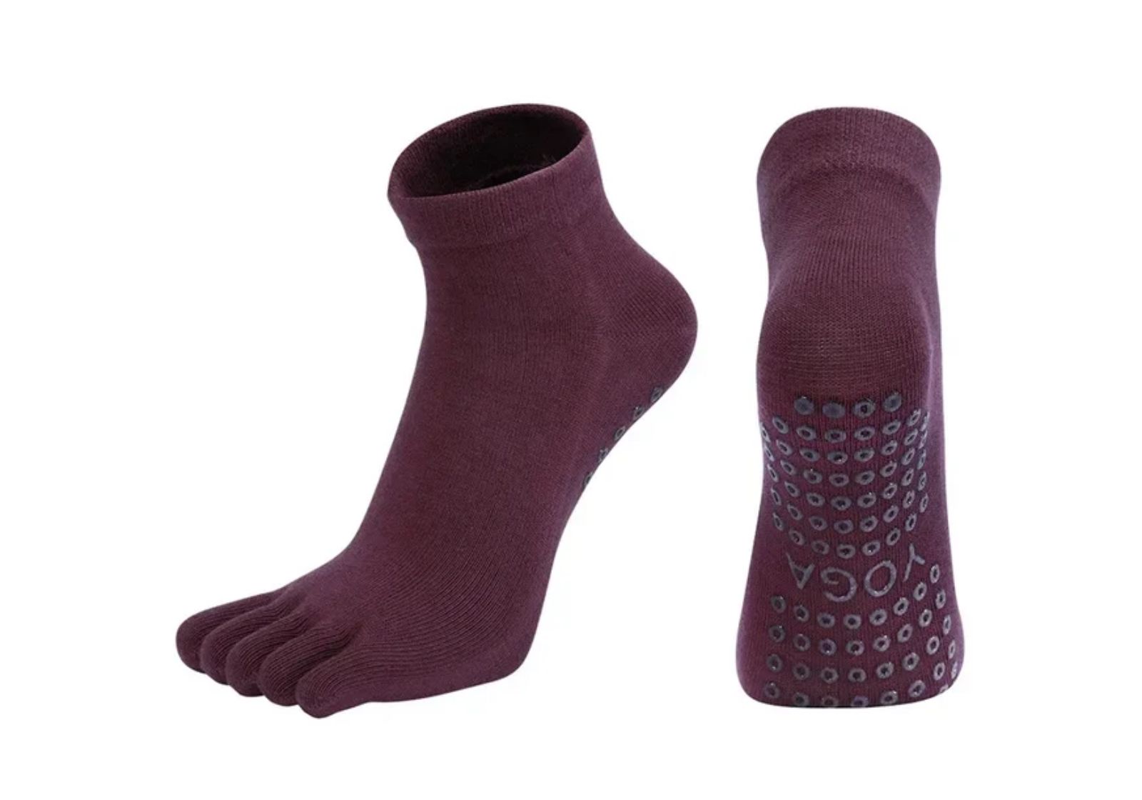 Шкарпетки для йоги та пілатесу ковзні закриті Amber Grip сливовий 35-40