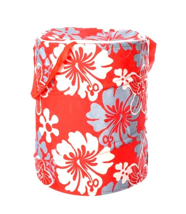Кошик для зберігання іграшок та речей текстильний UKC 42х48 см Червоний з квітами