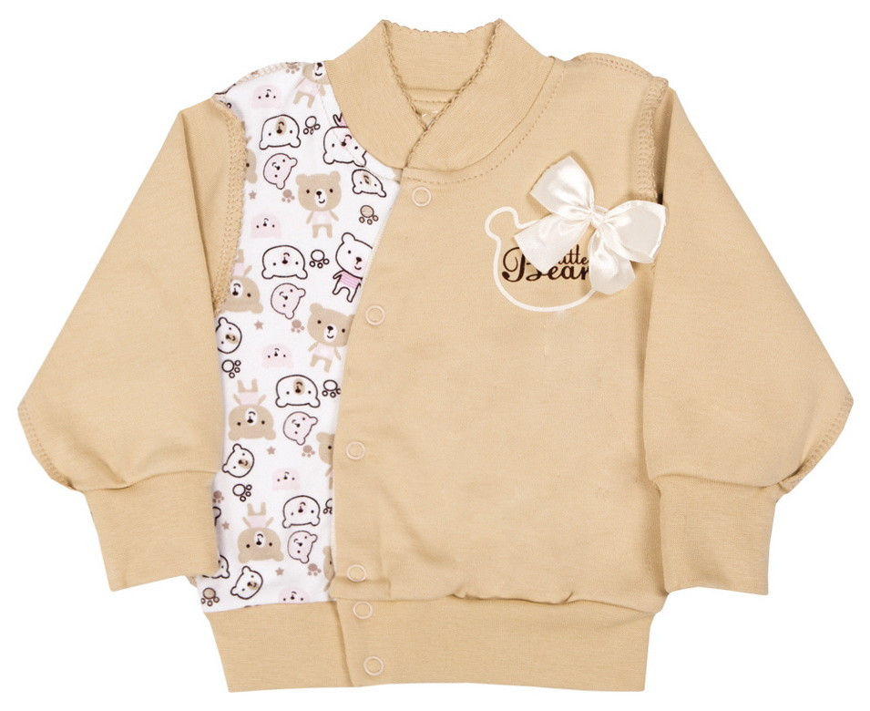 Кофта дитяча для дівчинки на кнопках GABBI KF-MD Ведмедики Бежевий на зріст 62 (11060)