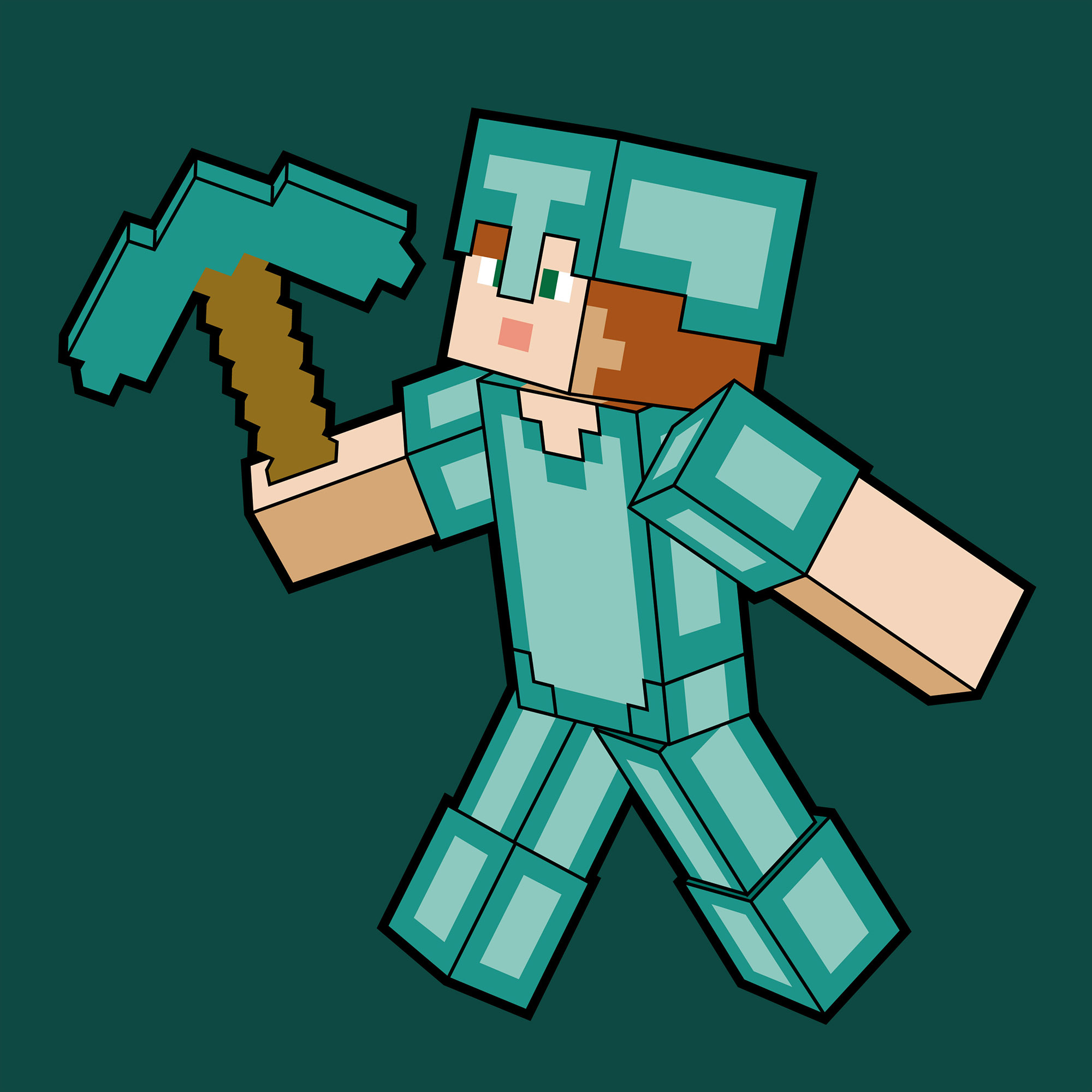 Картина за номерами Santi Майнкрафт Алекс в алмазній броні 25х25 см Різнокольоровий (955027)