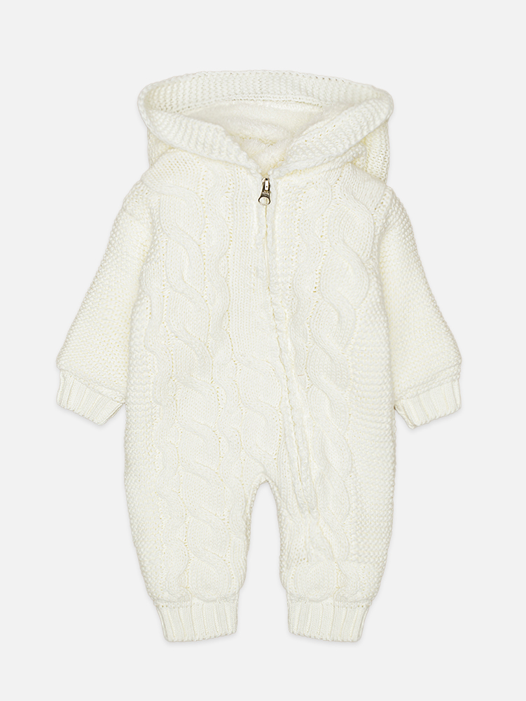 Комбінезон утеплений для дівчинки на блискавці Caramini 62 см Молочний ЦБ-00219793 (SKT000908062)