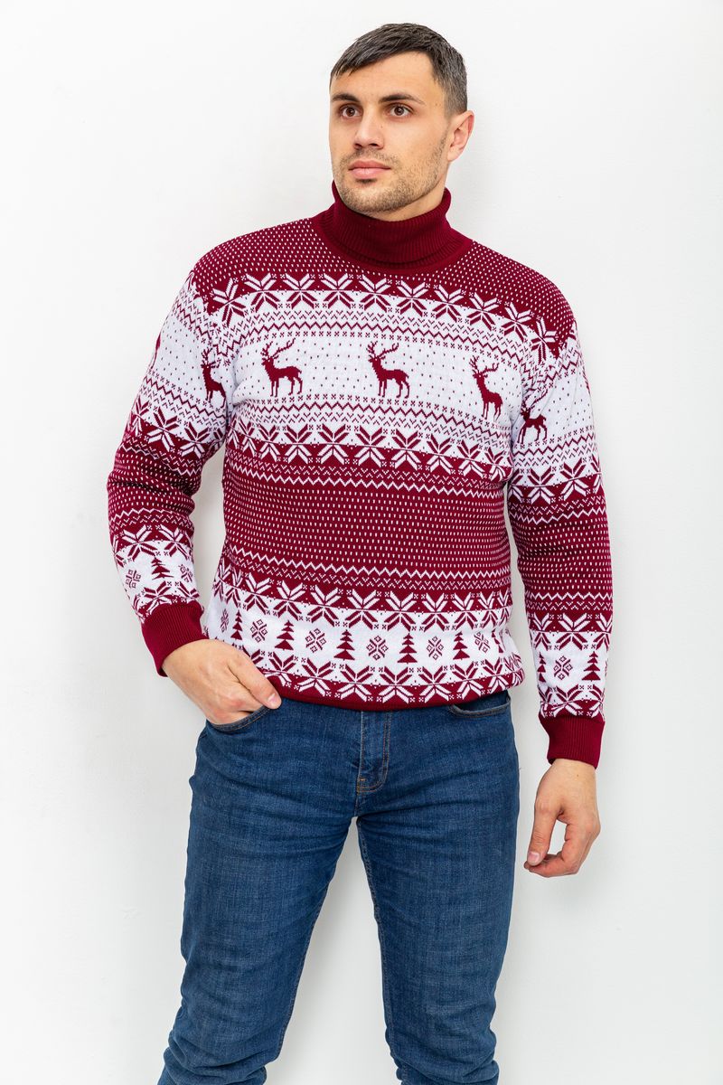 Светр-гольф чоловічий бордово-білий 161R712-1 Ager L