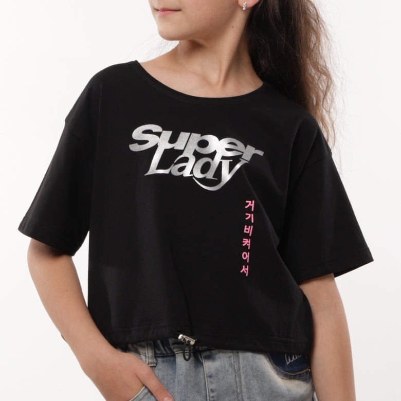 Кроп-топ для дівчинки GBI Teens FTT-24-6 Чорний 140 (14077)