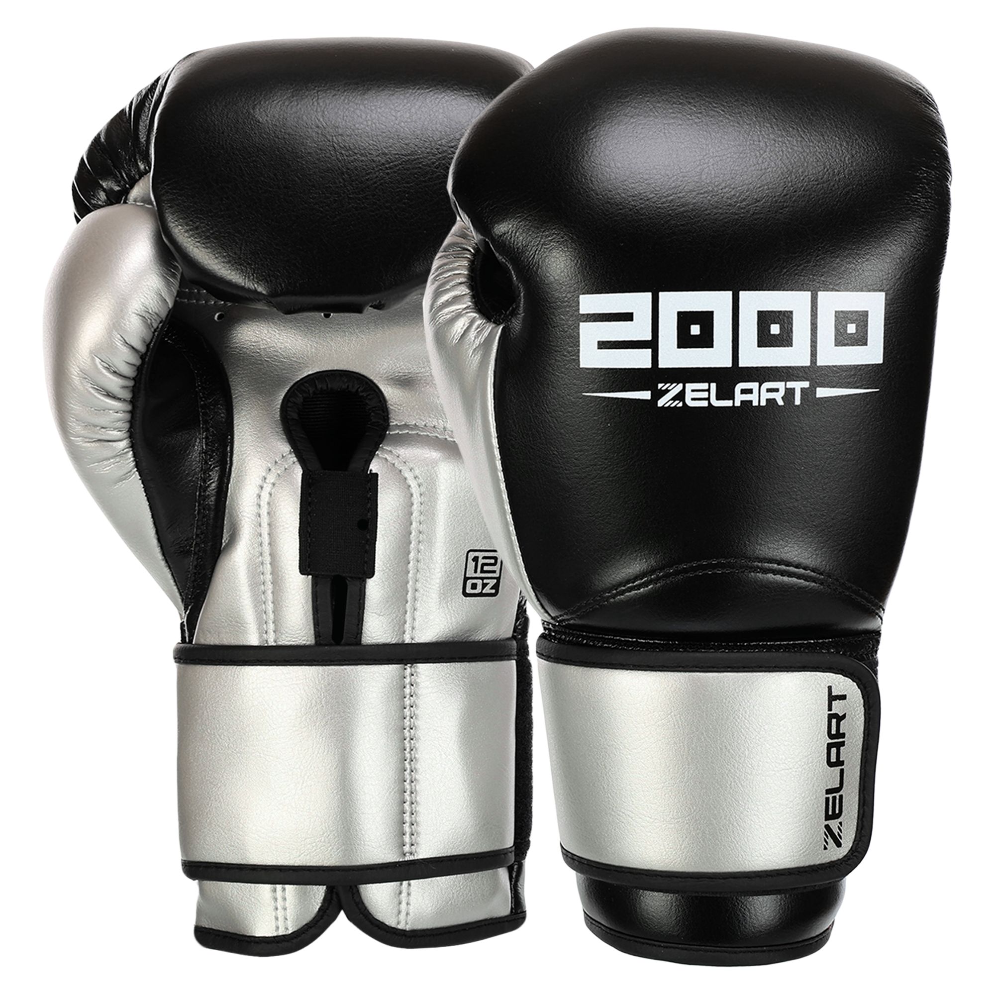 Рукавички боксерські Zelart BO-3897 14 унцій Чорно-срібний