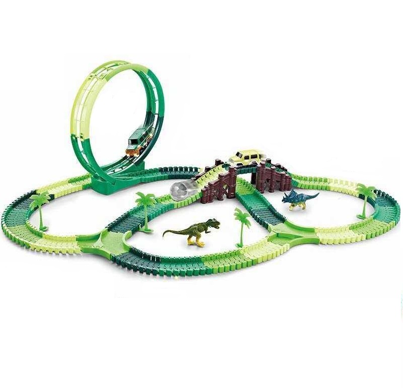 Автомобільний трек LeeTa Діно майданчик 175 елементів Green (139099)