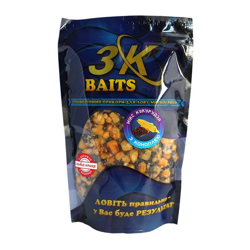 Зерновий мікс 3KBaits Кукурудза з конопель 0.4кг 3k02506