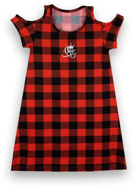 Сарафан з відкритими плечима GABBI Клітинка Червоний на зріст 128 (13170)