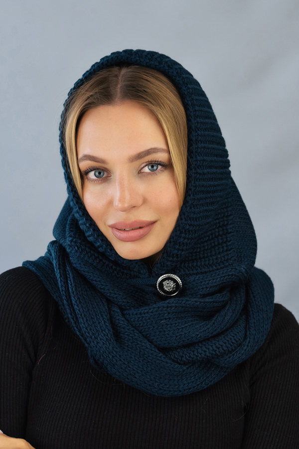 Капюшон із шарфом Braxton Дайна 56-59 Джинсовий (5304)