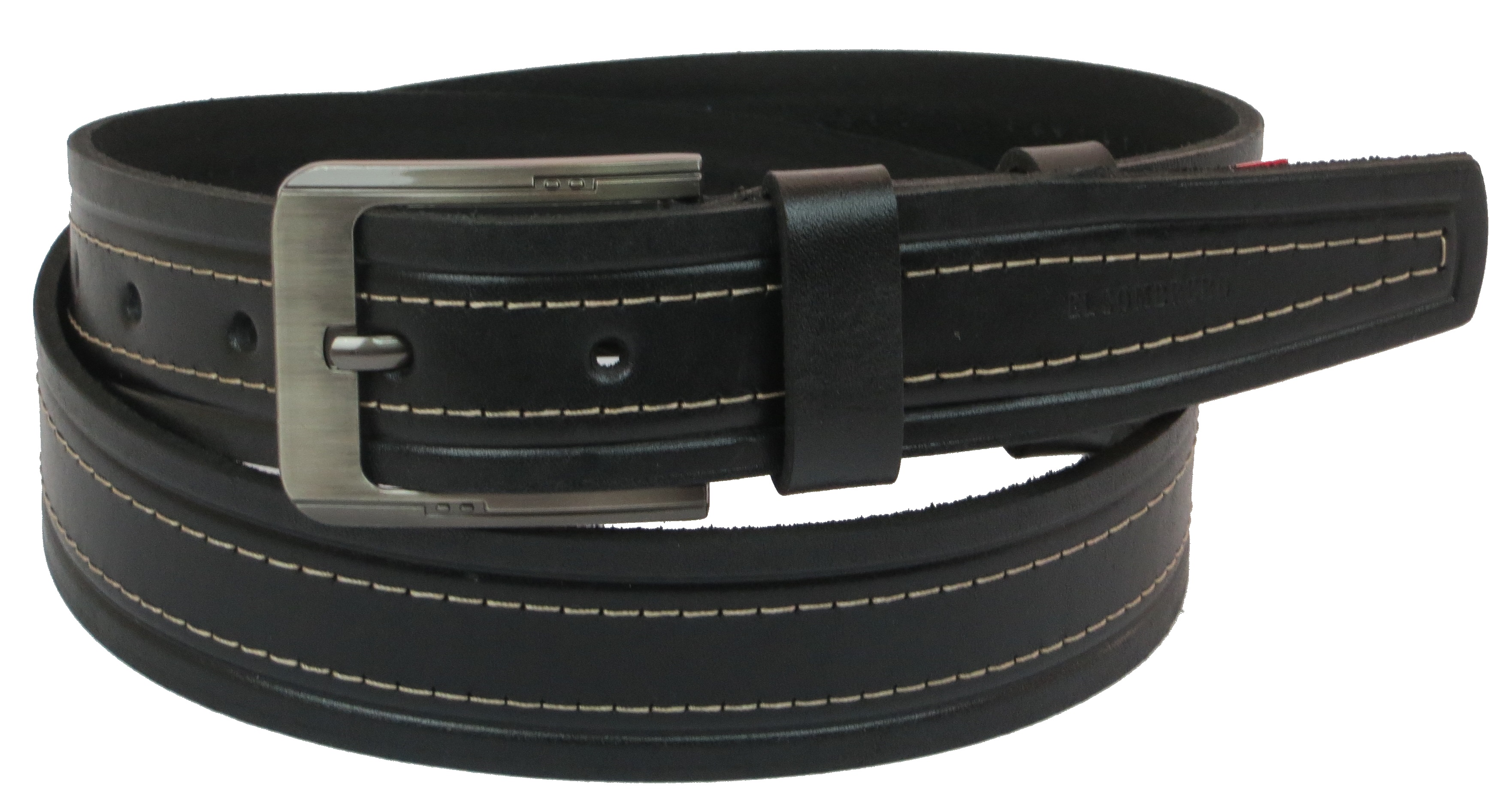 Шкіряний ремінь Skipper 110-130 x 3.8 см Чорний (1092-38)