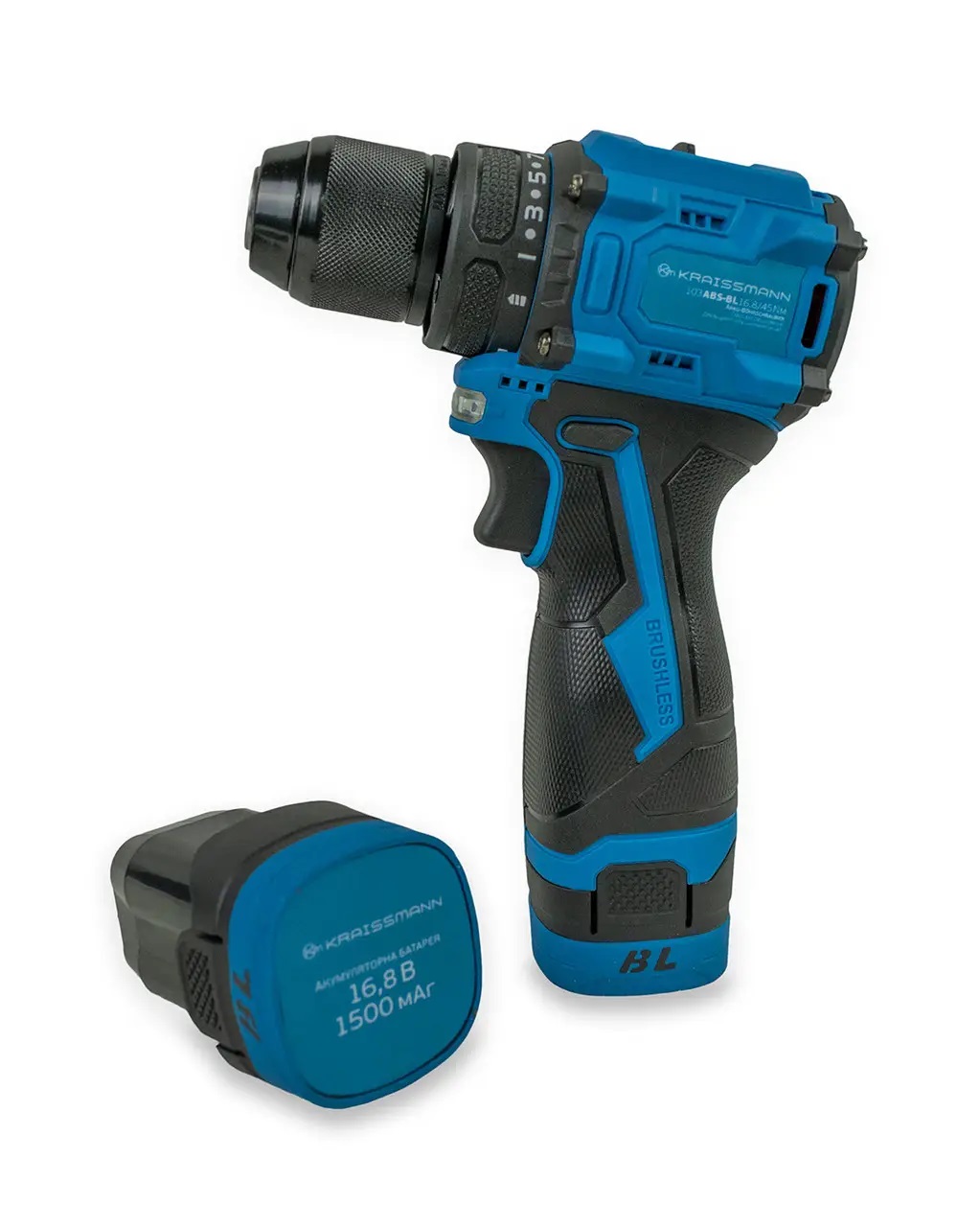 Акумуляторний шуруповерт у кейсі KRAISSMANN 103 ABS-BL 16.8/45 Nm (0207028)