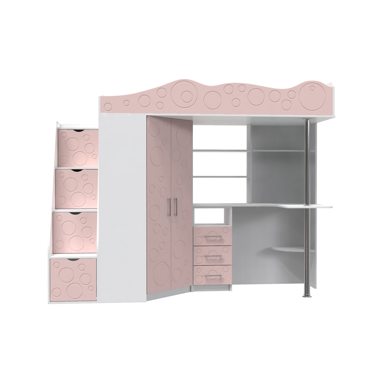 Ліжко-горище дитяче Art in Head Binky ДС37А 2332x1800x832 Білий діамант/Рожевий  (BK01010022000)