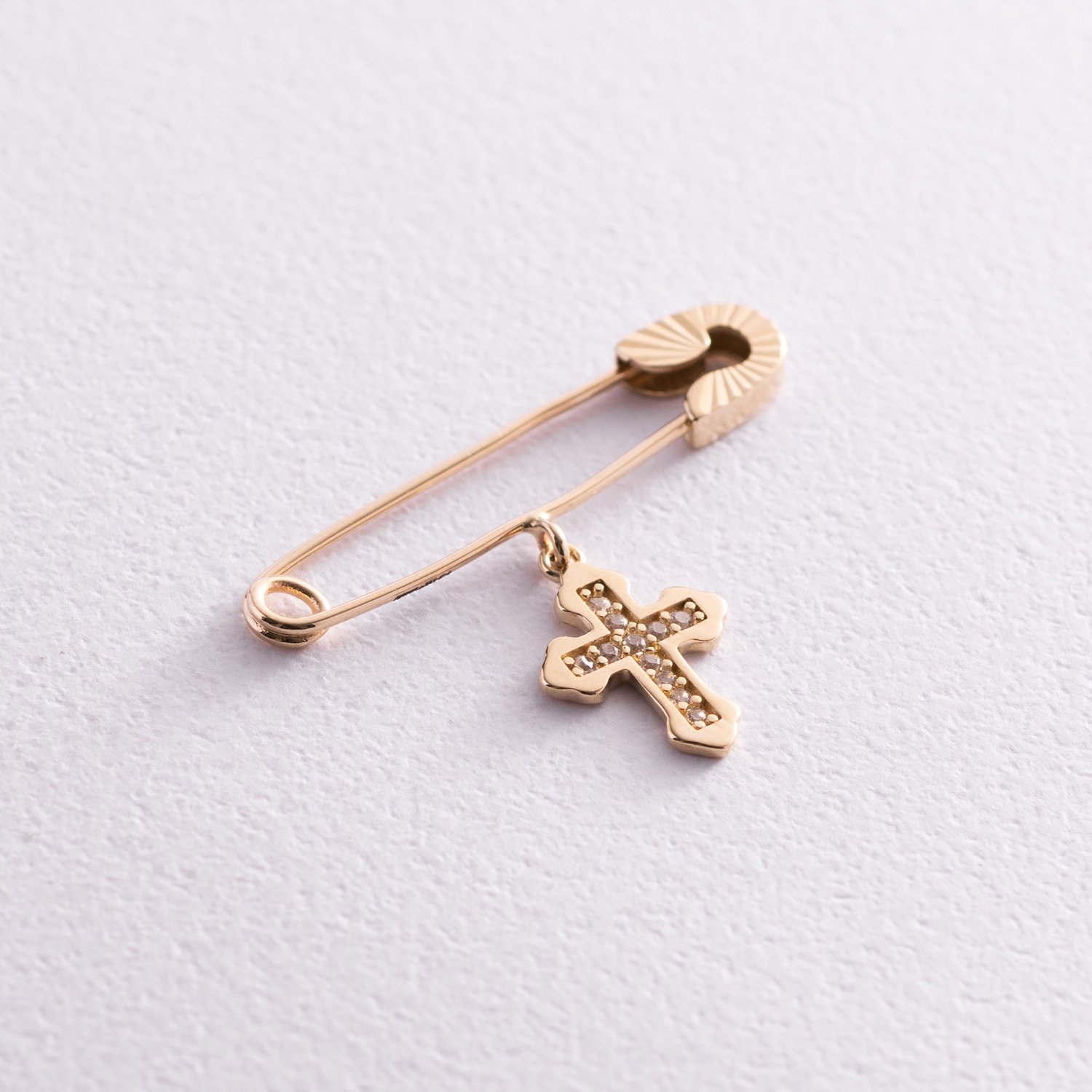 Золота шпилька з хрестиком (фіаніти) зак00319 Оникс