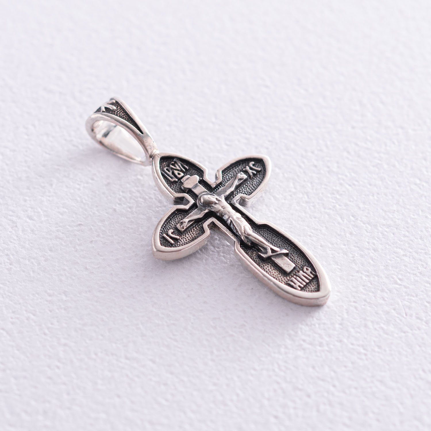 Срібний хрест Розп'яття. Врятуй та збережи 132916 Онікс