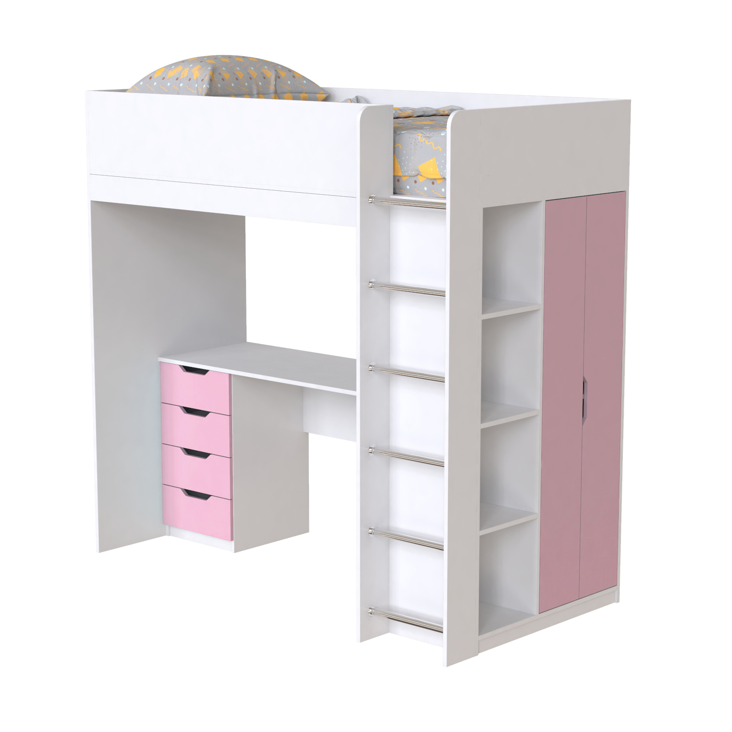 Ліжко-горище дитяче Art in Head Binky ДЮС33 1932x1800x1000 мм Білий з рожевим (BK03010022000)