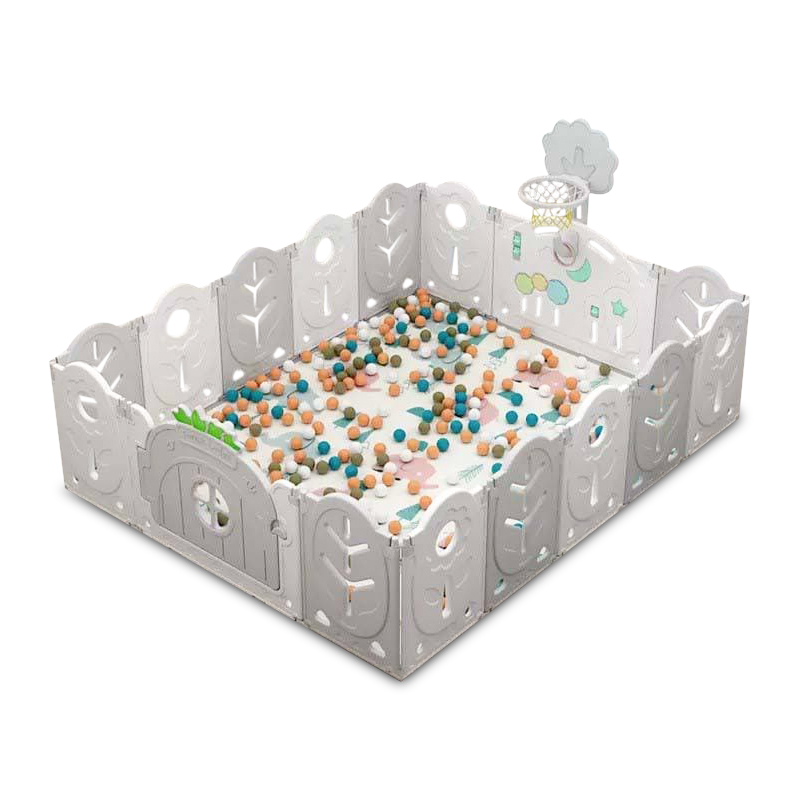 Манеж BabyPlayPen Магічний ліс вбудоване баскетбольне кільце 165*205*62 Сірий