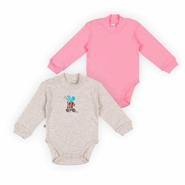 Комплект-боді для дівчинки Gabbi BD-24- 8 2 шт Сіро-рожевий 92 (13933)