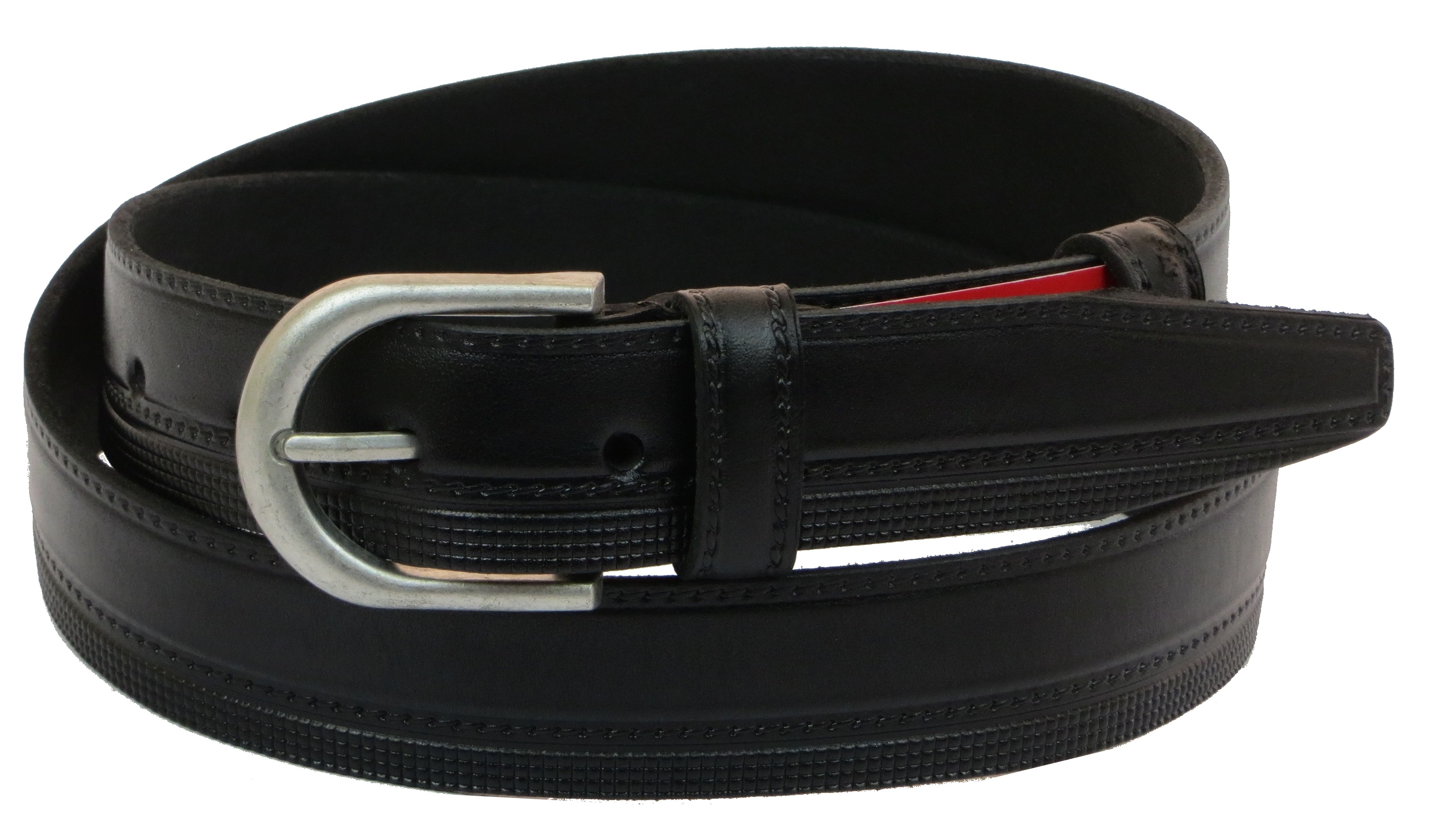 Шкіряний ремінь Skipper 110-130 x 3.5 см Чорний (1001-35)