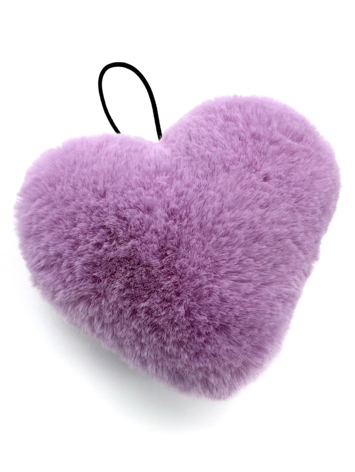 Брелок у вигляді хутряного обʼємного сердечка Family Story 9x8 см Лавандовий (s02-19b)
