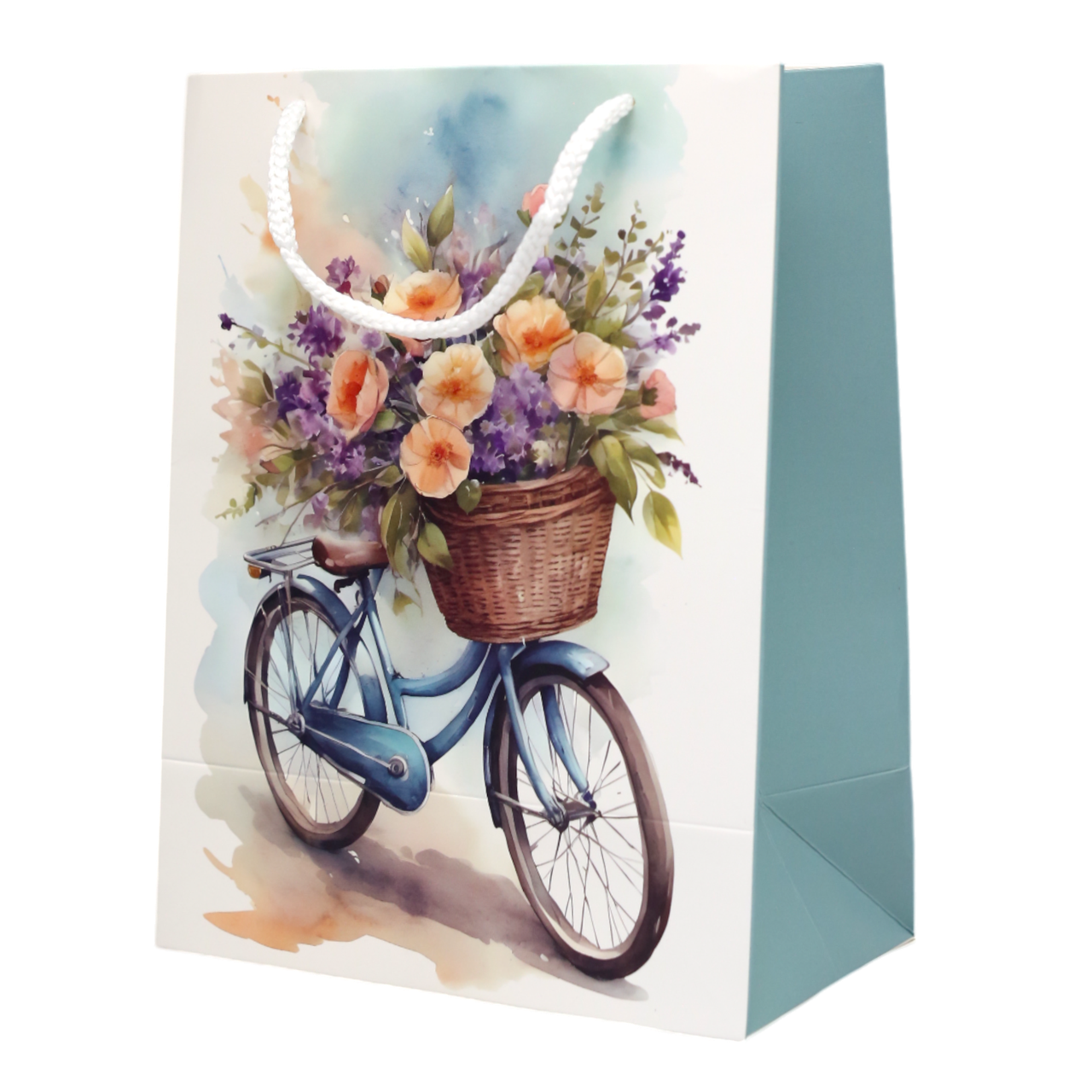 Пакет подарунковий Львівська Мануфактура Друку Велосипед з квітами 27х33 см Різнокольоровий L39