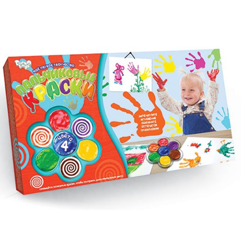 Пальчикові фарби Моя перша творчість 4 кольори Dankotoys (РК-02-01)