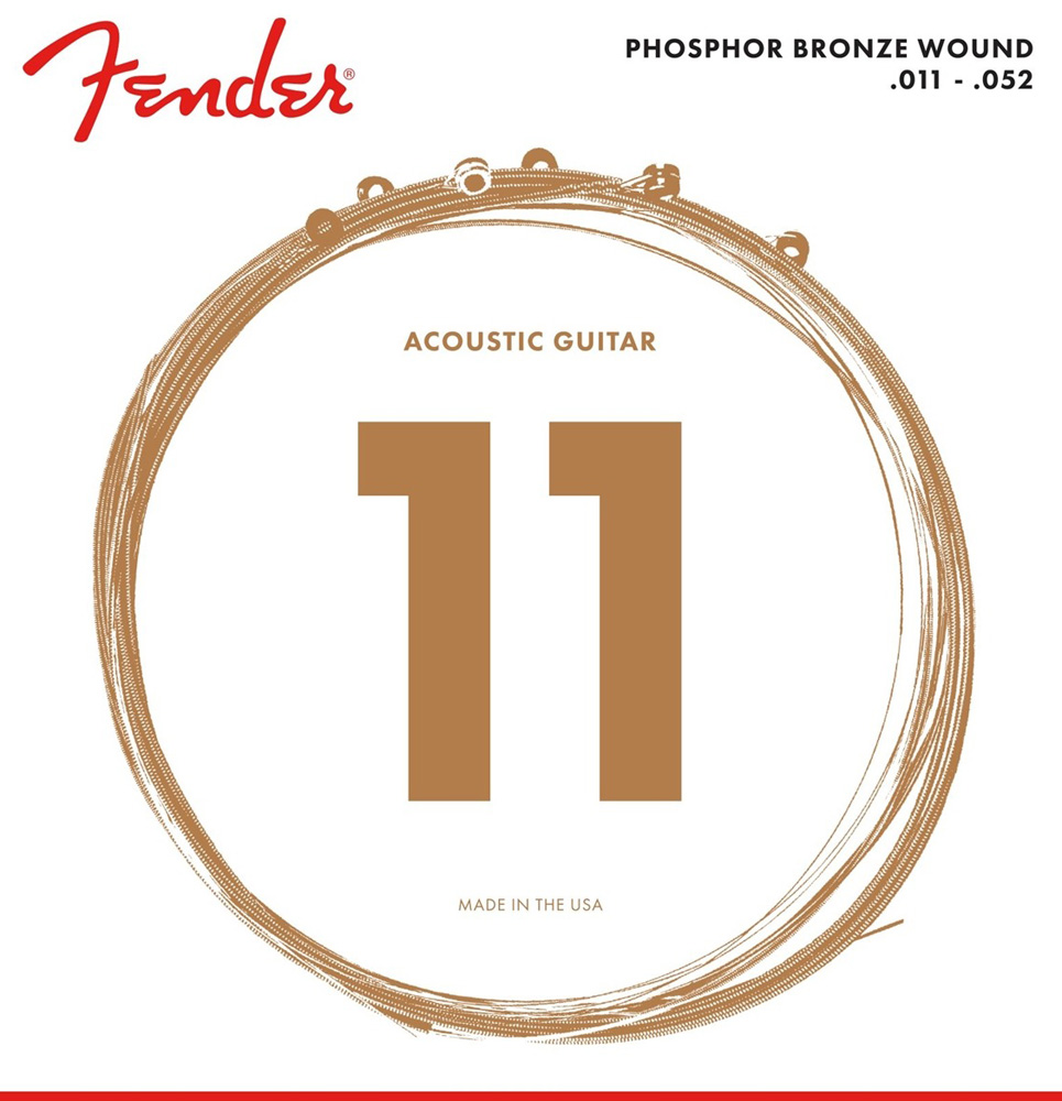 Струни для акустичної гітари Fender 60CL Phosphor Bronze Acoustic Guitar Strings 11/52
