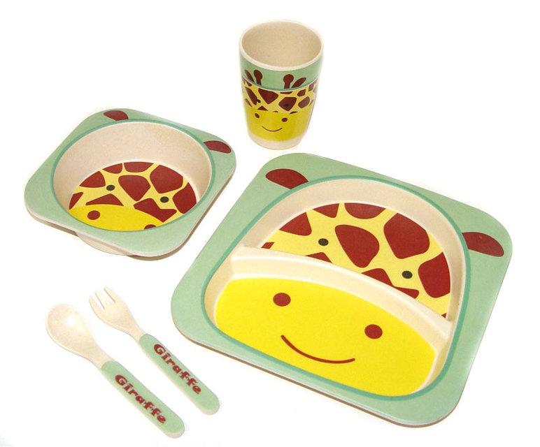 Набір дитячого посуду бамбуковий 5 предметів Eco Bamboo fibre kids set N02328 Green (008115)