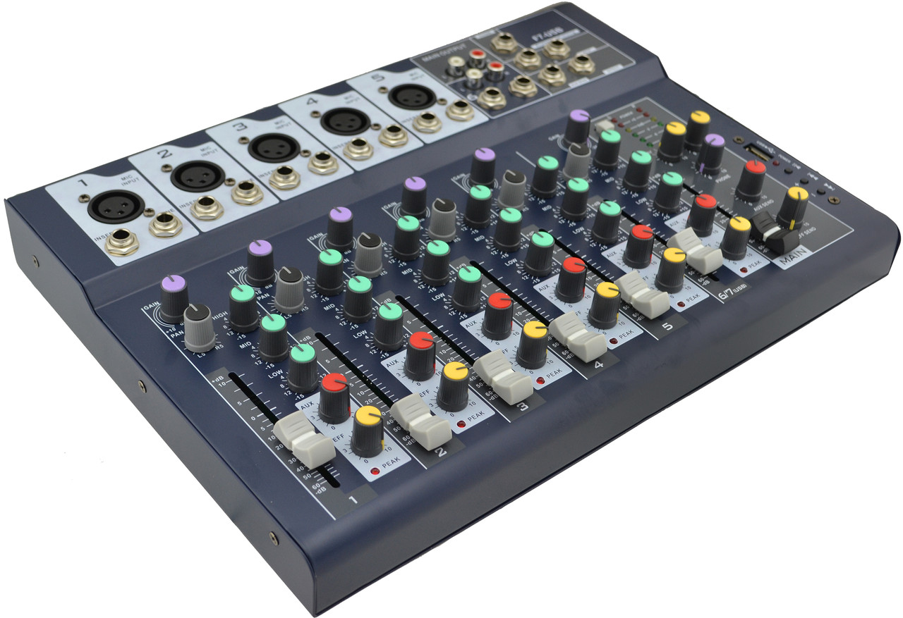 Пасивний пульт мікшерний Manchez F7 аналоговий 7 каналів USB Black (3_02470)