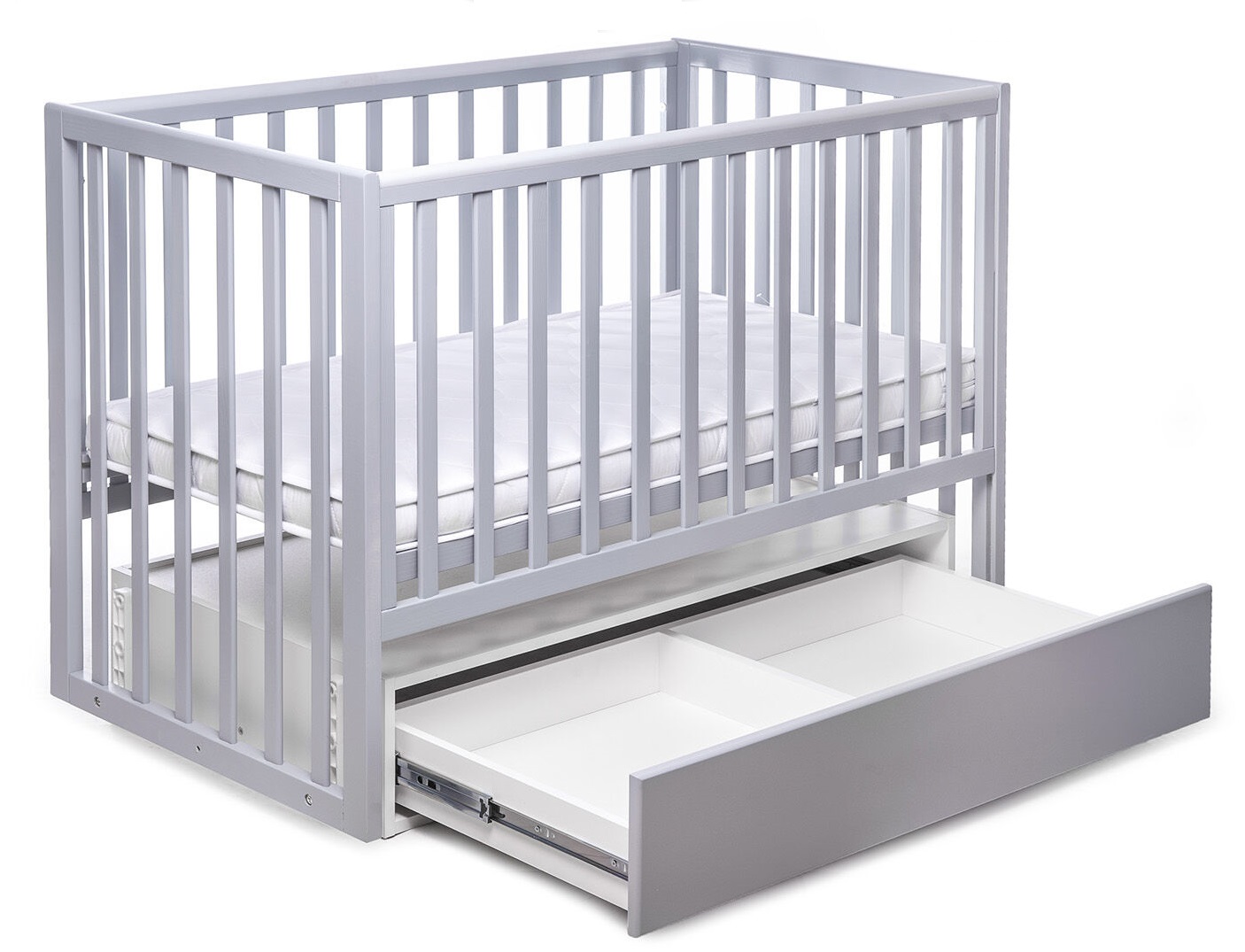 Ліжечко дерев'яне з шухлядою Наталка Чарівна 120 х 60 см Grey (149771)