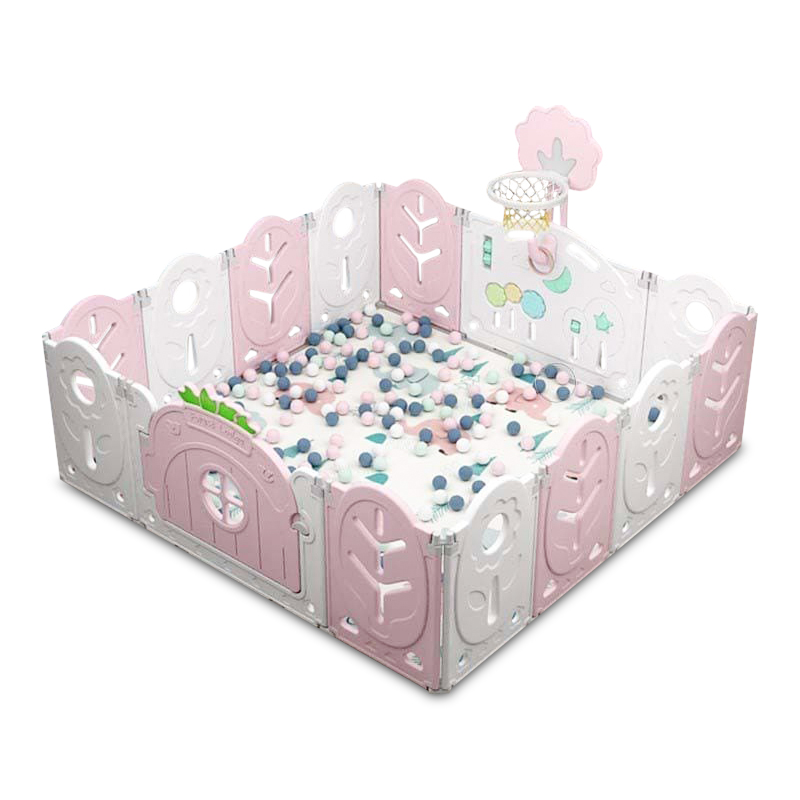 Манеж BabyPlayPen Магічний ліс вбудоване баскетбольне кільце 165*165*62 см Рожевий