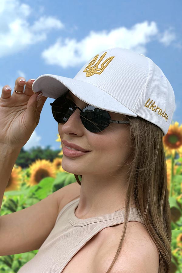 Бейсболка унісекс Braxton Тризуб 56383 56-60 Біло-золотий (56393)