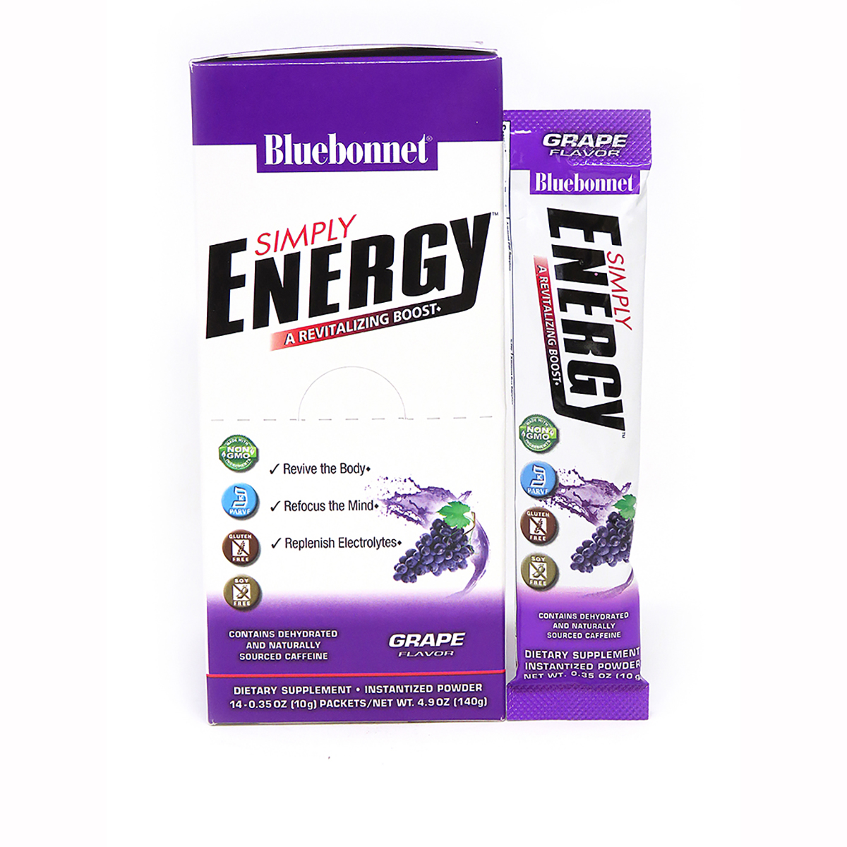 Енергетичний напій у порошку Bluebonnet Nutrition Simply Energy Grape 14 пакетиків по 10 г (1703)