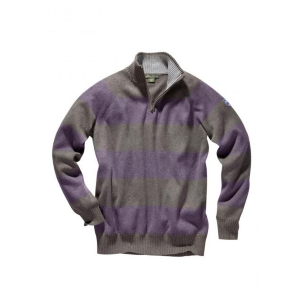 Светр Eddie Bauer Mens Signature Cotton 1/4-Zip Sweater GRAY XL Сіро-фіолетовий (7042920GY-XL)