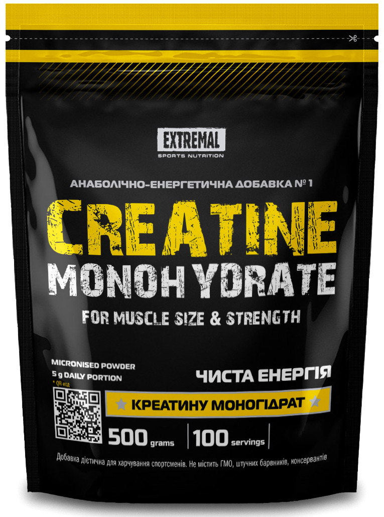 Креатин моногідрат 100% для маси сили та енергії – Extremal Creatine Monohydrate 500 г (1000487072)