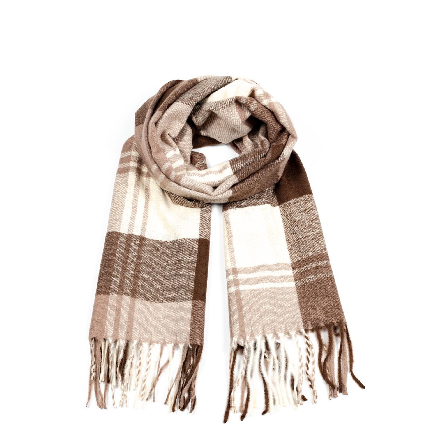 Палантин LuckyLOOK Азар 66х177 см Біло-коричневий (592-001)