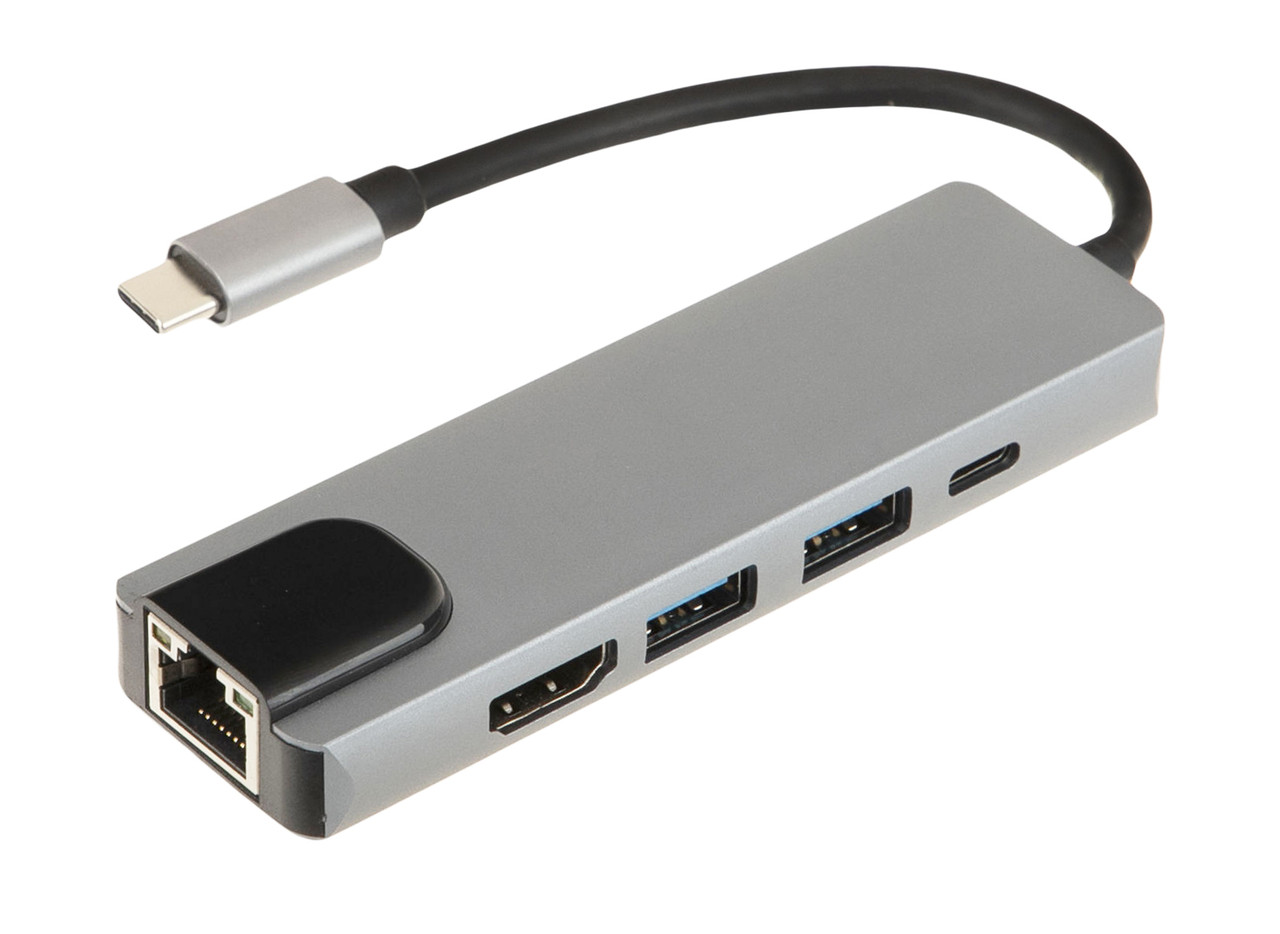 Док-станція RIAS BYL-2007 5в1 USB Type C - PD/USB/HDMI/RJ-45 (3_00418)
