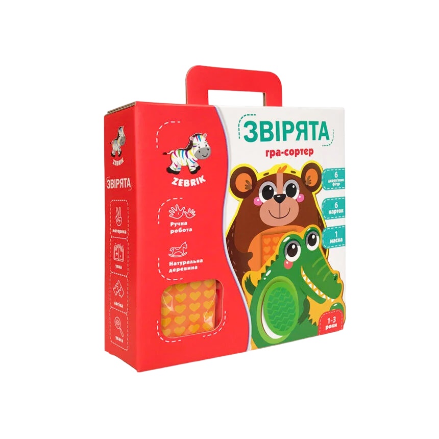 Мозаїка Vladi Toys Звірята 6 карток з тваринами 6 дерев'яних фігурок Різнокольоровий (101537)